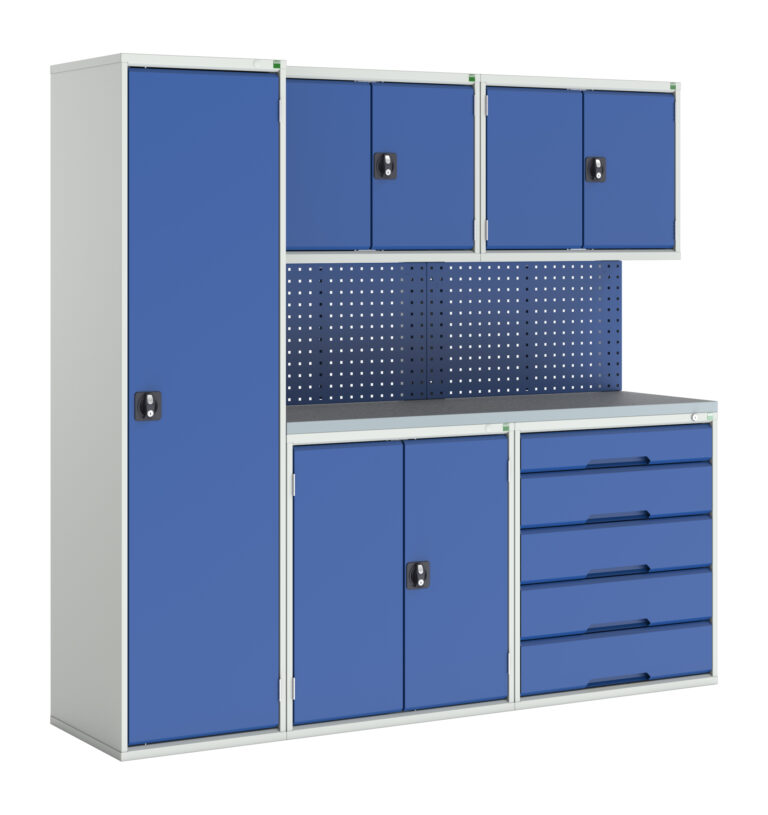 storage cabinet unit in blue